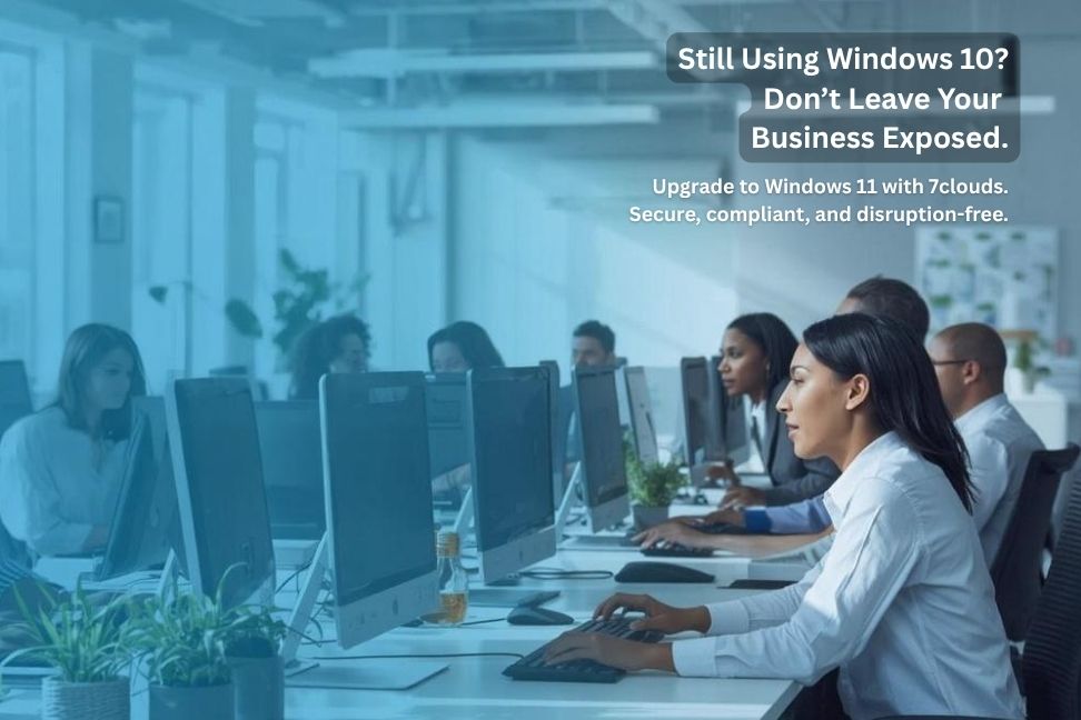 Office workers on computers Windows 10 Upgrade to Windows 11